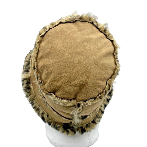 VTG Fair Weather Fairweather Animal Print Faux Fur Hat Size M 57 CM Mob Wife - Picture 6 of 14